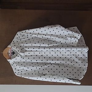 Talbots Buttondown black white polkadot shirt 20W